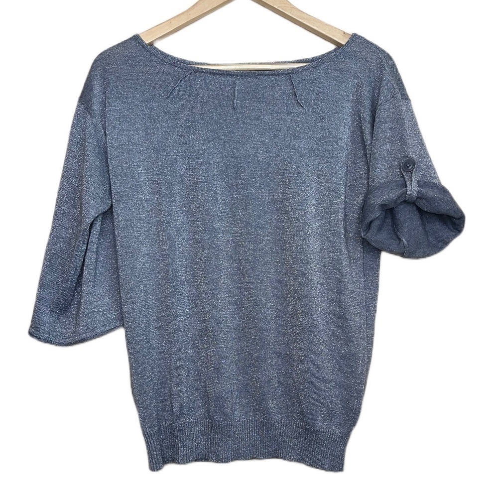 New YORK AND COMPANY silver sparkle 3/4 sleeve blouse size M.